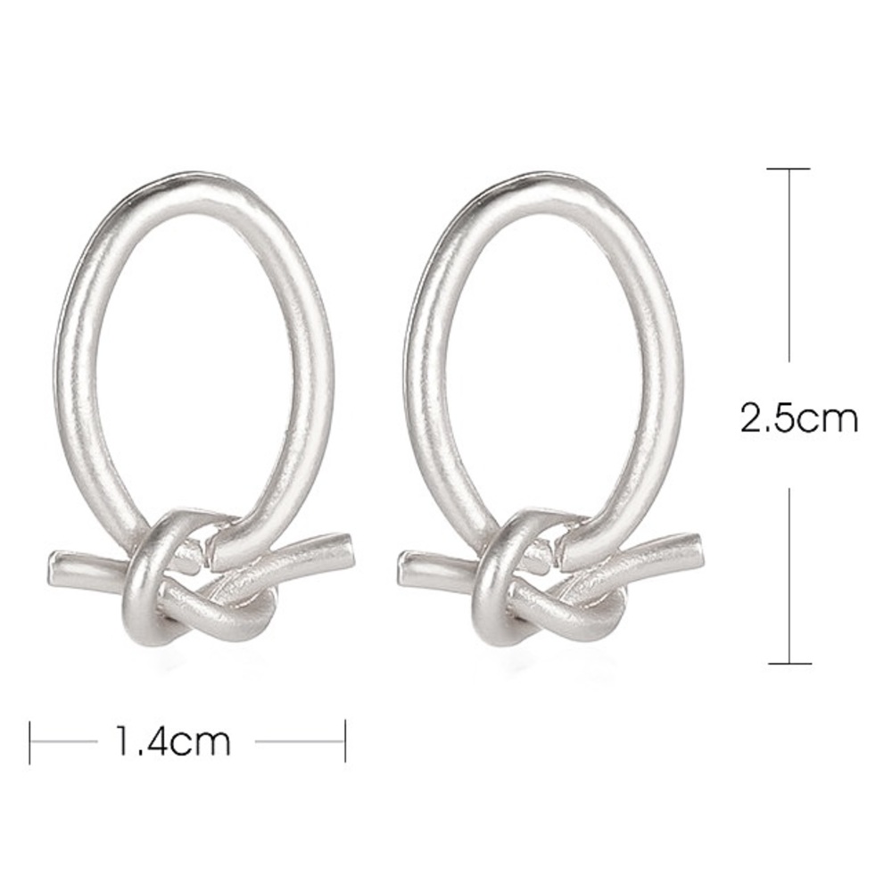 Silver Circular Knot Stud Earrings - Picture 3 of 4